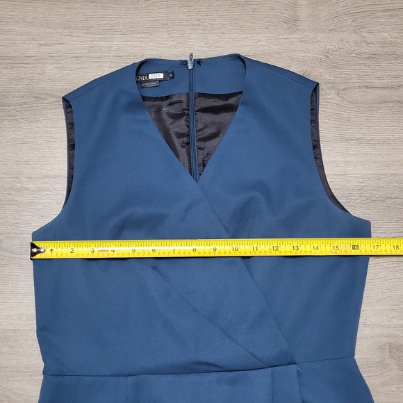 Pendleton Virgin Wool Teal Blue Faux Wrap Dress Classic Sleeveless USA Size 6 - Picture 4 of 5